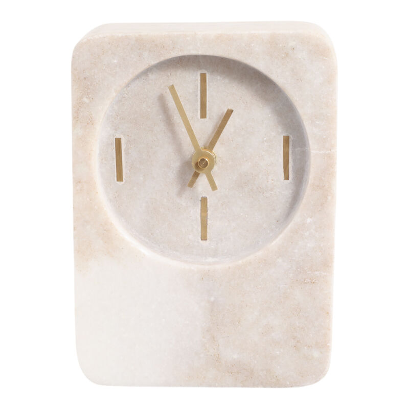 7x4" Marble Clock With Brass image number 0