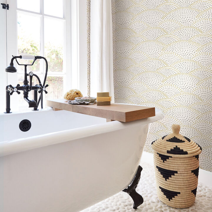 Bennett Grey Dotted Scallop Wallpaper
