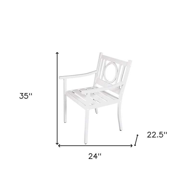 HomeRoots 24" White Steel Geo Back Outdoor Arm Chair image number 2
