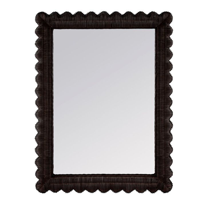Butler Specialty Flora 30 in. W x 40 in. H Rectangular Rattan Scalloped Edge Wall Mirror, Brown