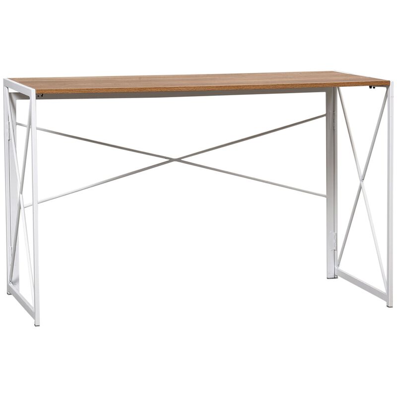 Natural Study Space: 47.25" Folding Laptop Table with Metal Frame