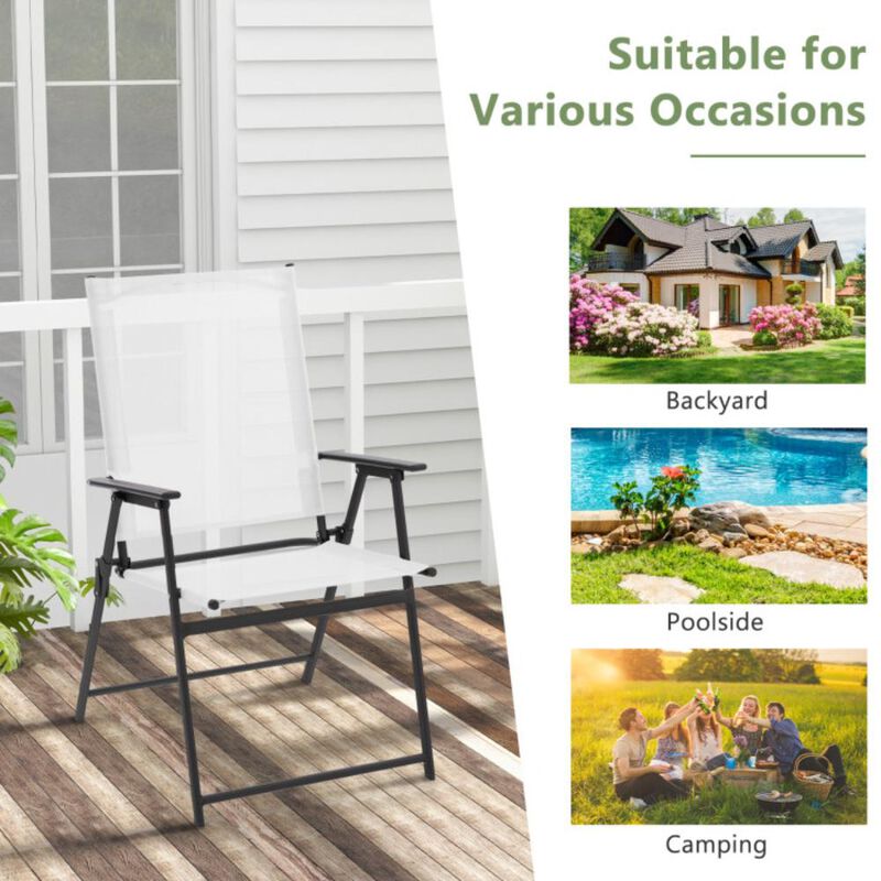 Hivvago 2 Pieces Patio Folding Chairs with Armrests for Deck Garden Yard