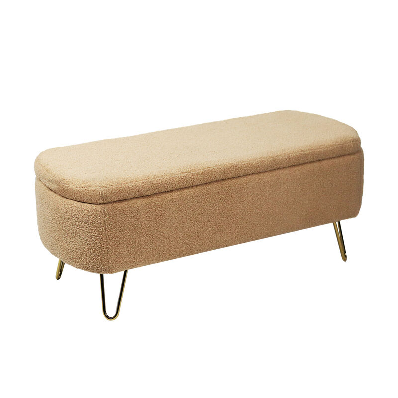 Streamdale Camel Ottoman Bench for Bed, Entryway, Gold Legs image number 7