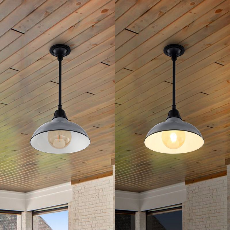 Jasper 12.25" 1-Light Farmhouse Industrial Indoor/Outdoor Iron LED Pendant