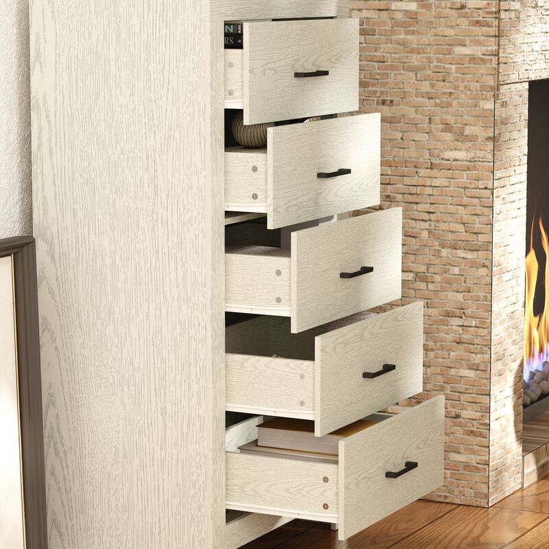FUFU&GAGA 5-Drawer Chest for Bedroom Storage, (23.6" W x 15.7" D x 45.3" H), White