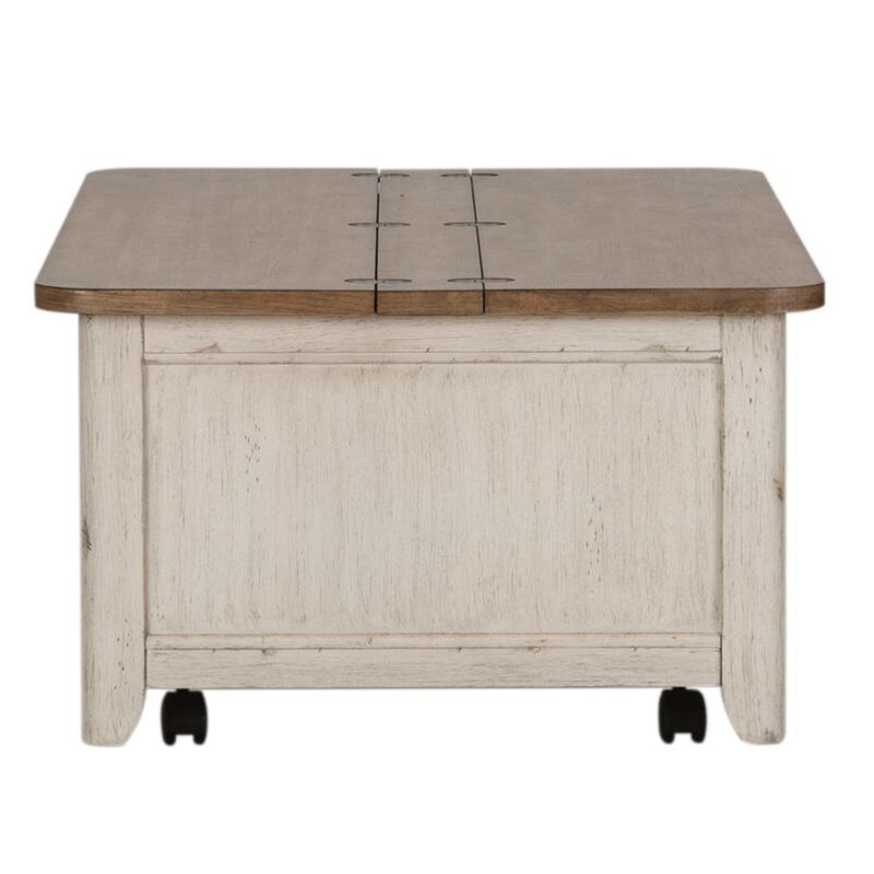 Liberty Furniture Farmhouse Reimagined Storage Trunk in Antique White w/ Chestnut Top image number 3