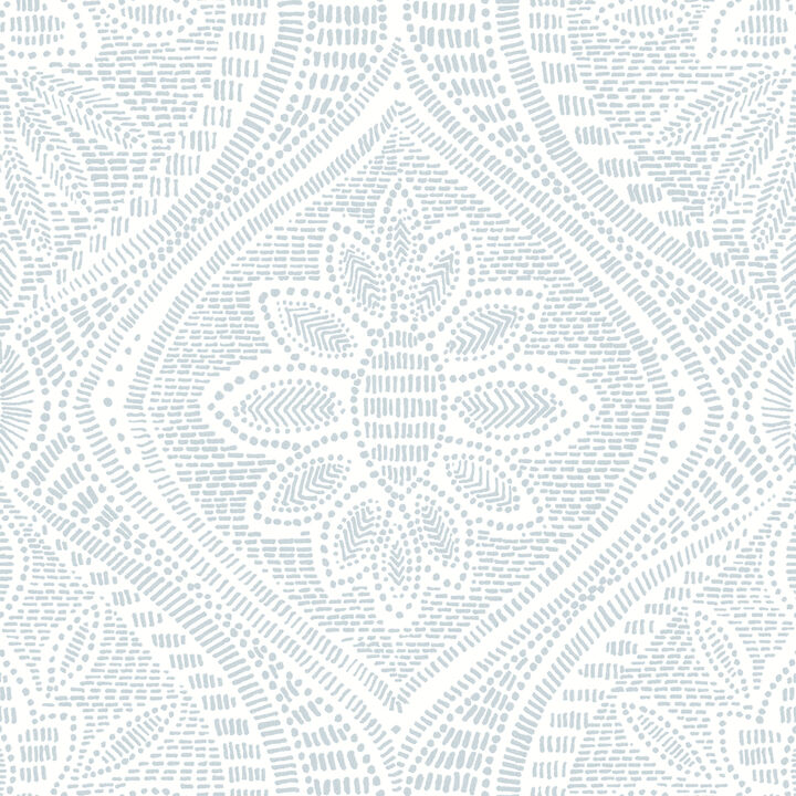 Scout Light Blue Floral Ogee Wallpaper (Set of 2)