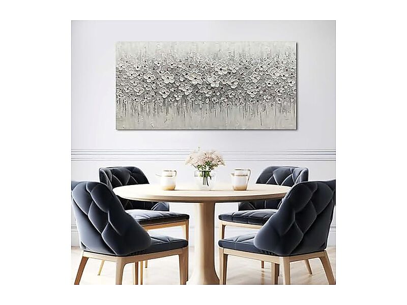 White Flowers Canvas Art Hanging Decor Botanical Wall Living Room Bedroom Oil image number 3