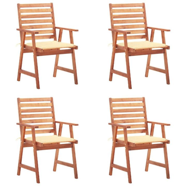 Outdoor Chair Set of 4 Brown Solid Acacia wood Standard Durable