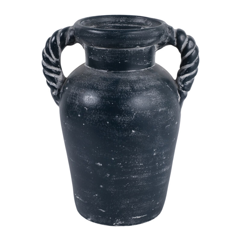 12x9" Twisted Handle Terracotta Vase, Blue image number 0