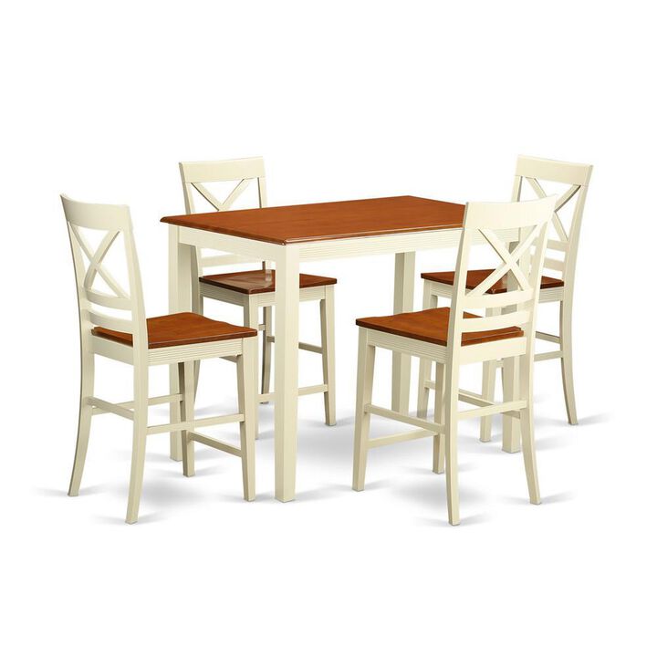 5 Pc counter height Table and chair set - high Table and 4 Kitchen Chairs.