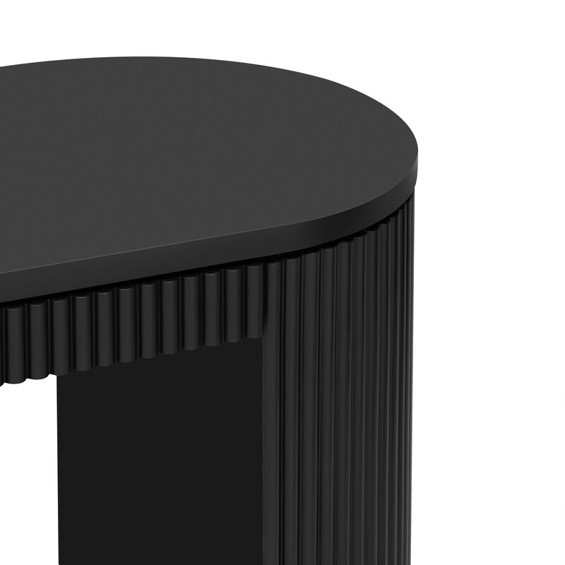 Curved Design Console Table with Unique Vertical Stripe Design, Suitable for Living Room, Study and Entrance image number 4