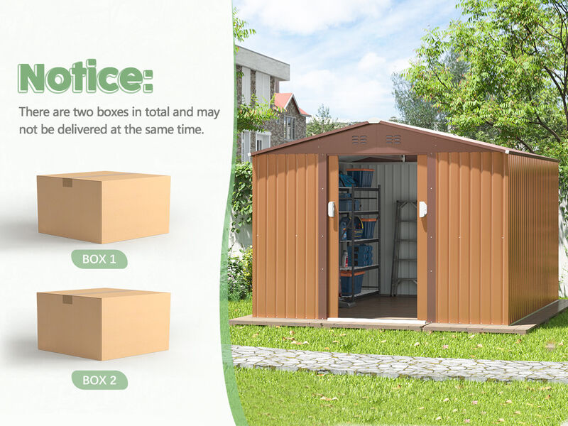9.1' * 10.5' Large Outdoor Storage Shed with Sliding Door Ventilation and Sturdy Base for Garage