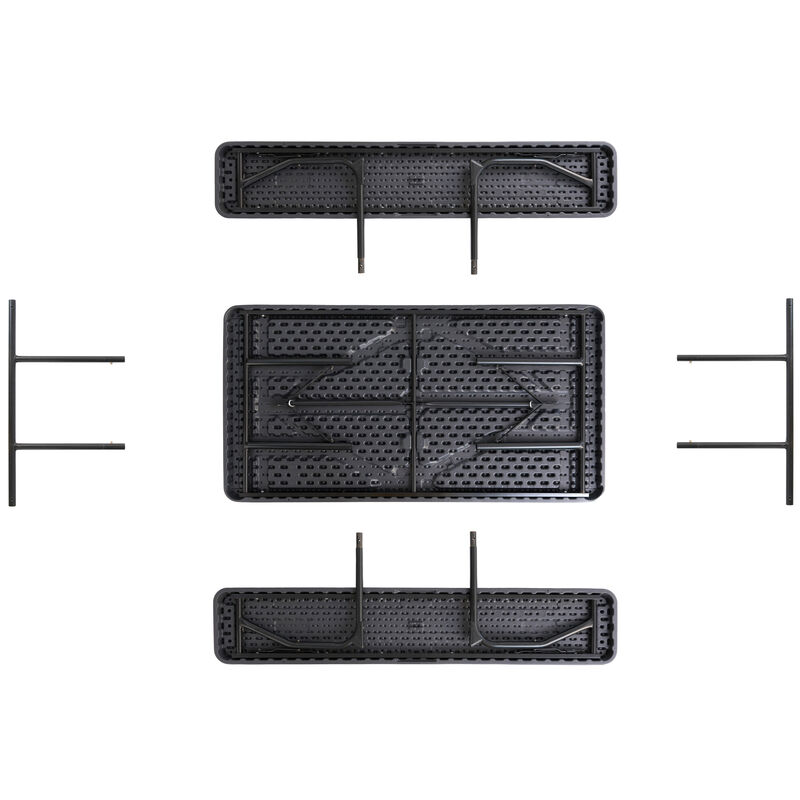 Gray Outdoor Foldable Woodgrain Portable Picnic Table Set, 5 Feet Long