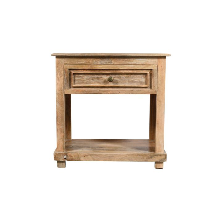 Coastal Jenna 1-Drawer Solid Wood Nightstand in Natural
