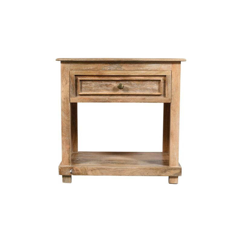 Coastal Jenna 1-Drawer Solid Wood Nightstand in Natural