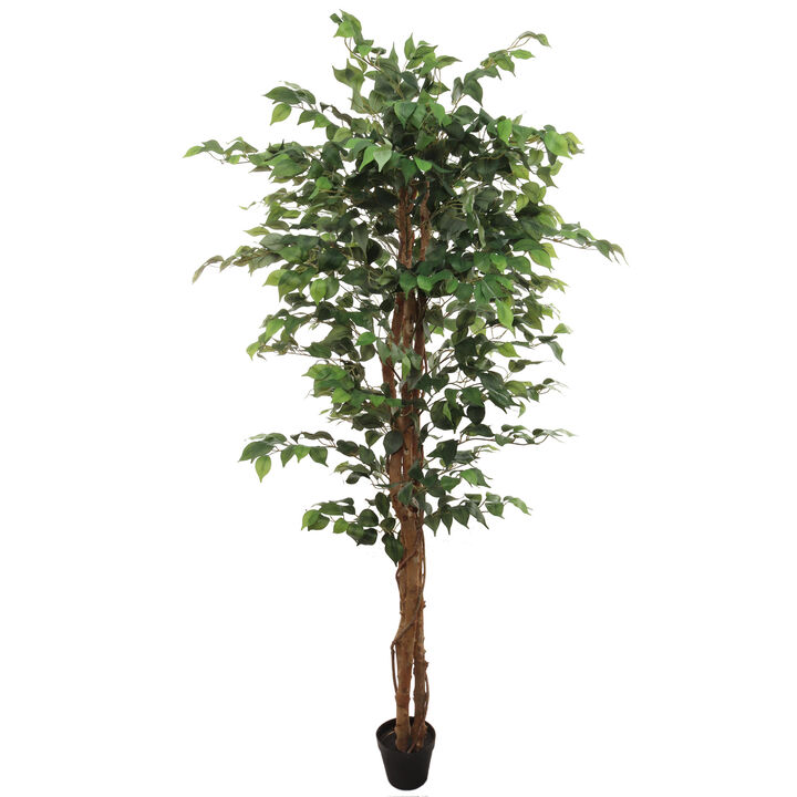 6" Artificial Ficus Tree with 1008 Leaves - Lifelike Indoor Decor, Low Maintenance, Realistic Greenery - Ideal for Home, Office & Patio