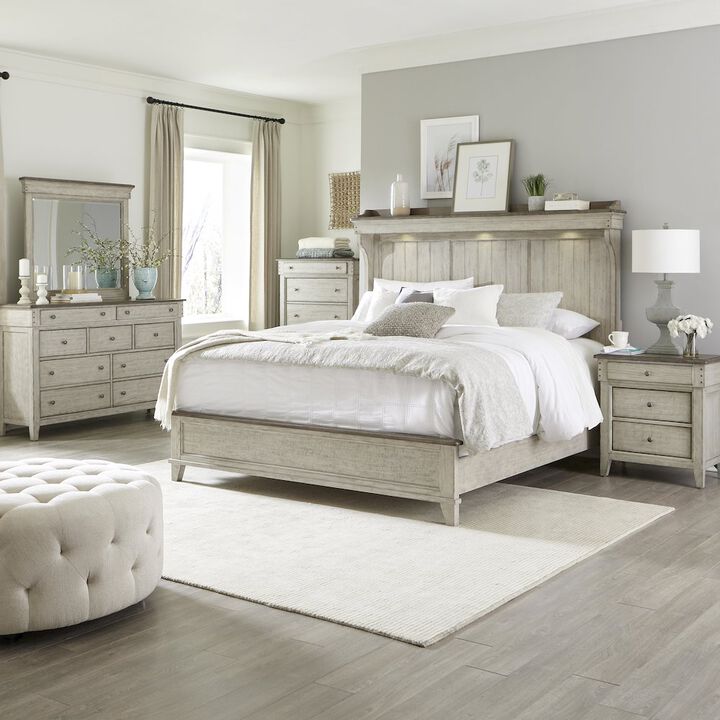Liberty Furniture Ivy Hollow Queen Mantle Bed, Dresser & Mirror, Chest, Night Stand