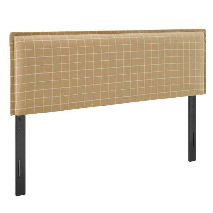 Camille Checkered Linen Blend Queen Size Headboard
