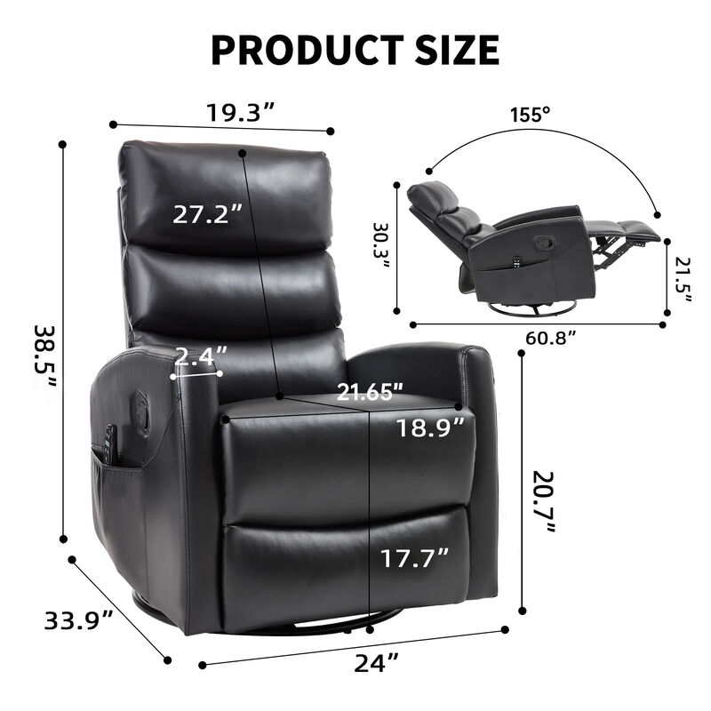 Pobeld Heat Massage Manual Recliner Chair image number 9