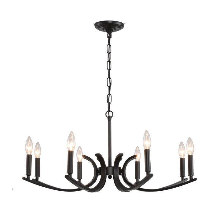 ELEMENT ACE 8-Light Adjustable Height Hanging Chandelier Lighting Fixture Ideal for High Ceiling Living Rooms, Dining Rooms, Foyers, Kitchen Islands and Bar Areas