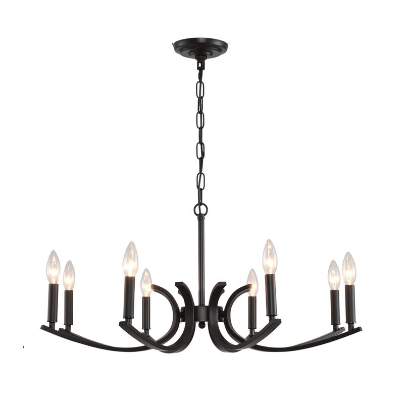 ELEMENT ACE 8-Light Adjustable Height Hanging Chandelier Lighting Fixture Ideal for High Ceiling Living Rooms, Dining Rooms, Foyers, Kitchen Islands and Bar Areas image number 0