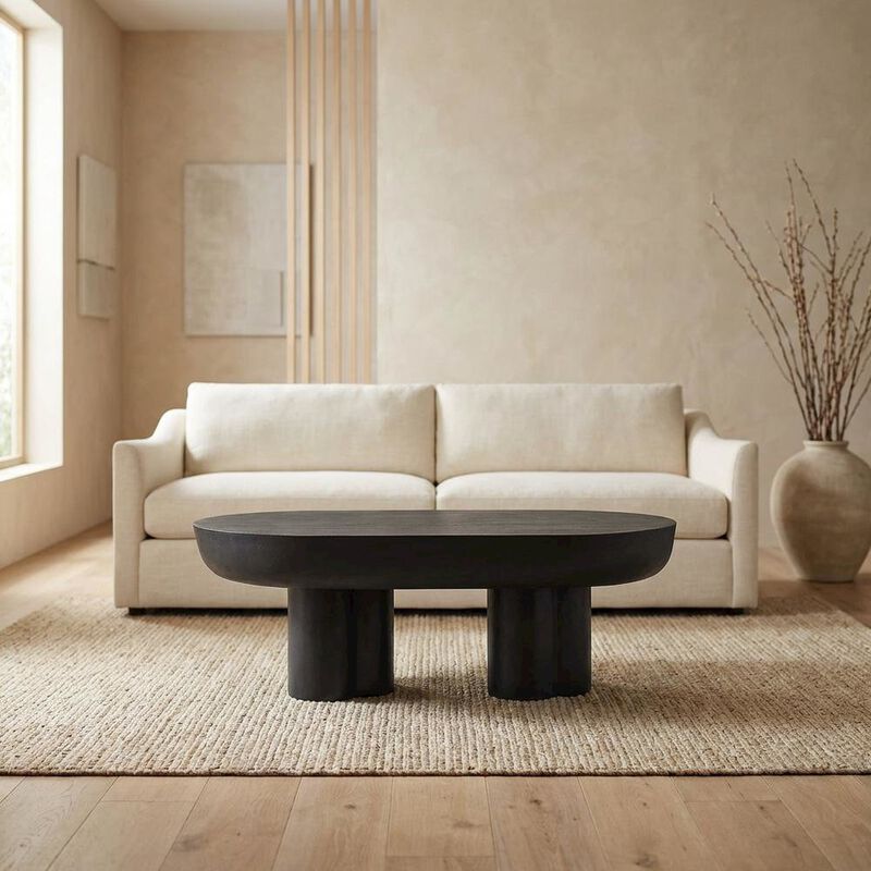 Oval Concrete Coffee Table with Modern Design and Sturdy Surface image number 4