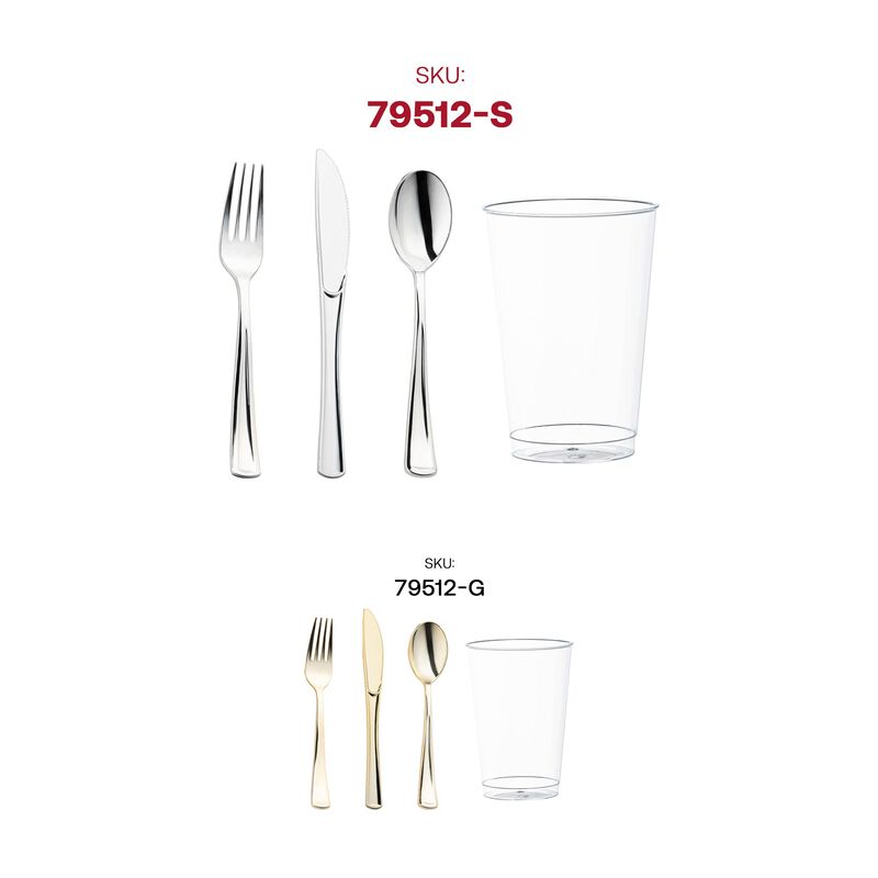 Silver Plastic Cutlery and Cup Set (120 Sets) image number 5