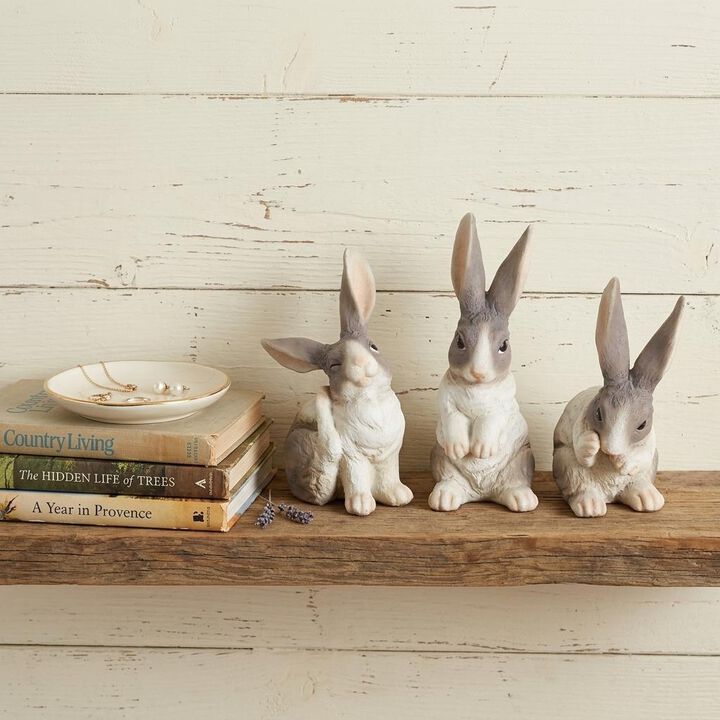 HomeRoots Set of Six Polyresin Rabbit Figurine
