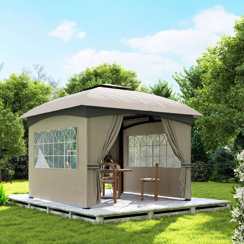 Hivvago 11x11 Double Tier Gazebo with Church Windows image number 7