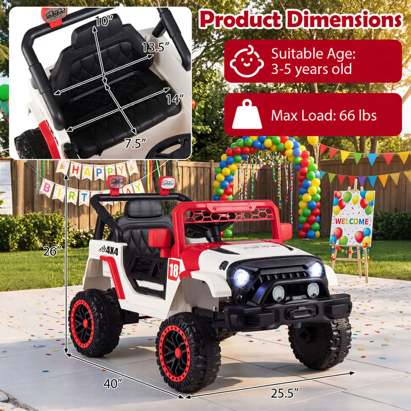 12V Kids Ride On Toy Truck with 3 Speeds and Remote Control for Yard image number 2