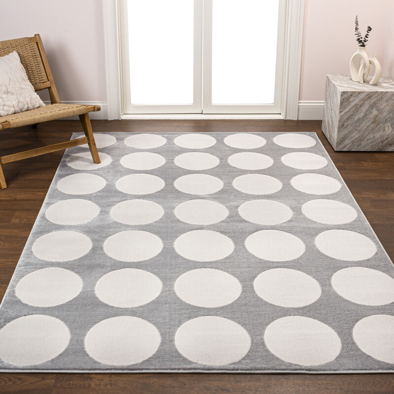 Adrian Modern Geometric Circle Dot High-Low Area Rug