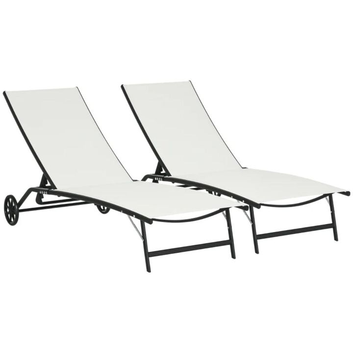 Hivvago Garden & Poolside Lounge Chairs, 2-Piece Adjustable Chaise Set