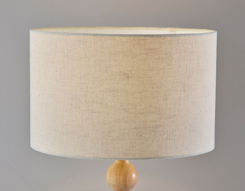 Hivvago 28" Brown Solid Wood Candlestick Table Lamp With Off White Drum Shade