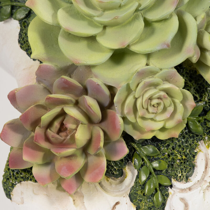 18" Bull Skull With Succulents image number 3