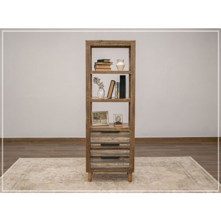 Crafter and Weavers Misha Solid Pine Bookcase 3-drawers & open Shelves - 73 high