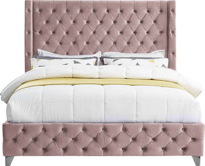 Meridian Furniture Savan Pink Velvet King Bed image number 5