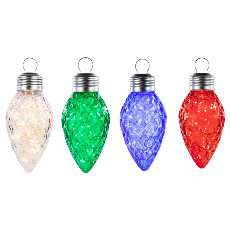 4 Count LED Multi-Color Giant C9 Faceted Twinkle Christmas Lights  12 ft White Wire image number 0