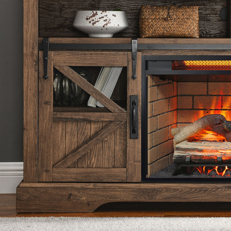 60 Inch Electric Fireplace Entertainment Center With Door Sensor image number 6