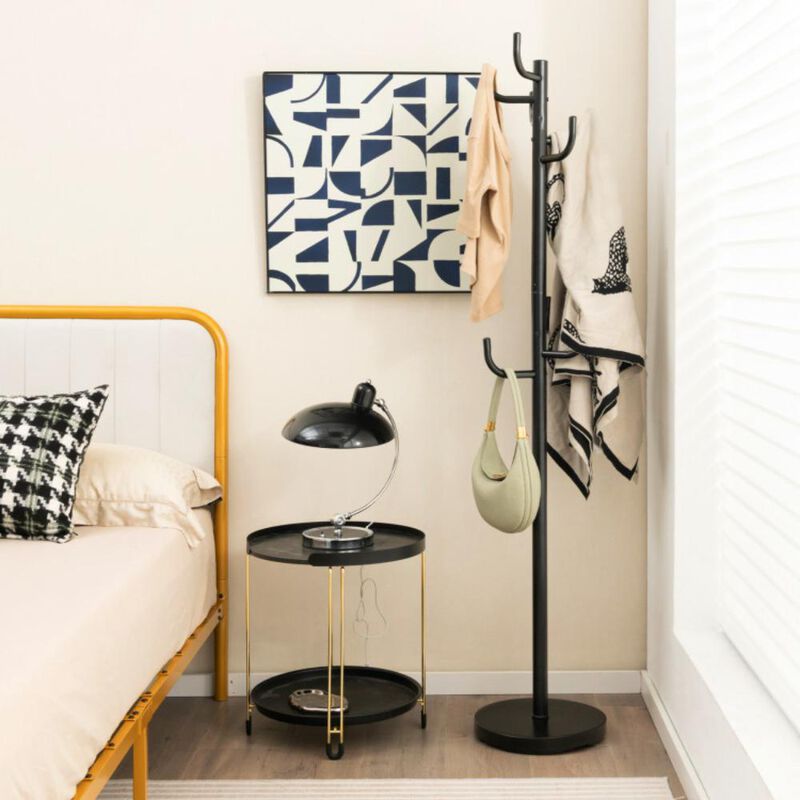 Hivvago Metal Coat Rack Stand with 8 Sturdy Hooks and Metal Base