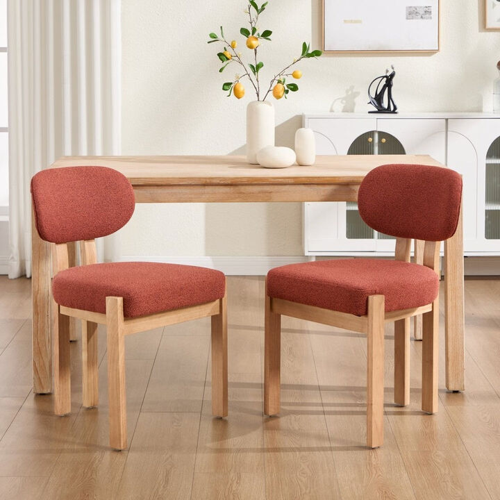 Envelor Farmhouse Chenille Upholstered Cane Leg Dining Chair, Set of 2