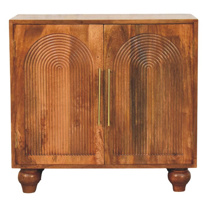 Artisan Furniture Solid Wood Arco Groove Cabinet, Brown