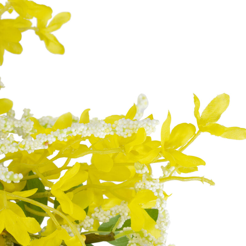 Forsythia and Leaves Artificial Floral Spring Wreath  Yellow - 22-Inch image number 4