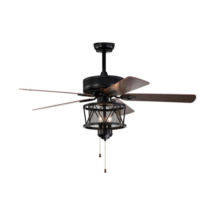 Hivvago 50 Inches Ceiling Fan with Lights Reversible Blades and Pull Chain Control-Black