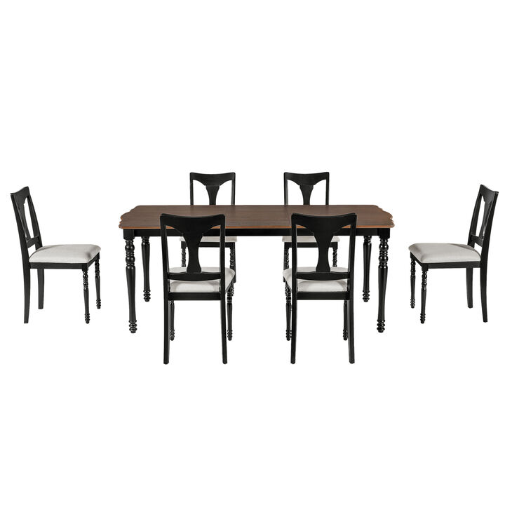 Merax 7-Piece Dining Table Set, 60inch to 78inch Extendable Wood Dining Table with Removable Leaf