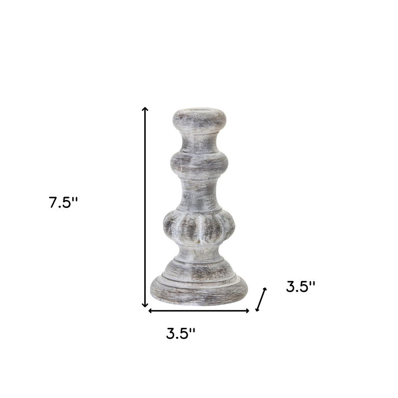 HomeRoots Set of Four White Washed Resin Tabletop Candle Sticks image number 6