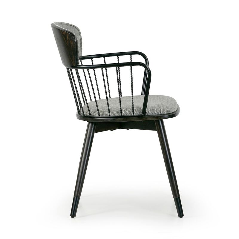 Glamour Home Set of 2 Bairn Gray Fabric Dining Chair with Dark Walnut Wood Legs