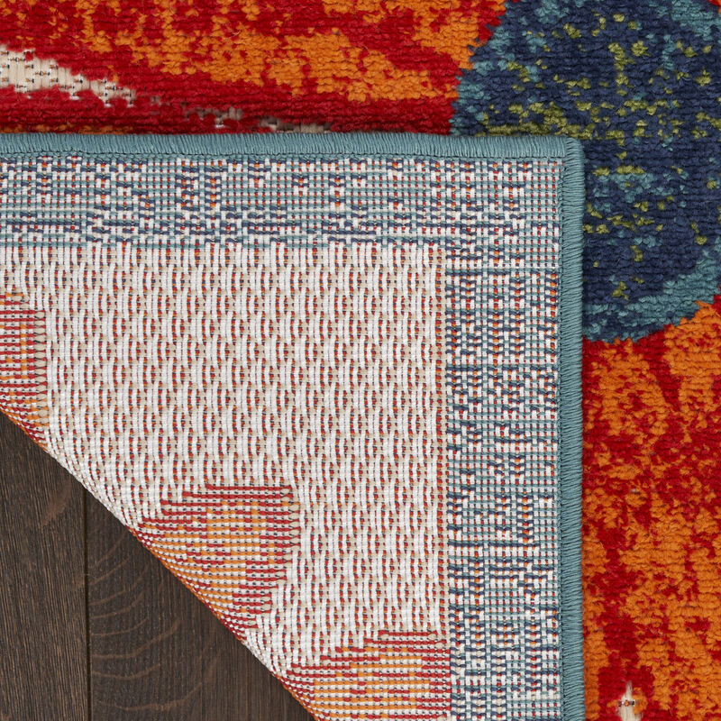 HomeRoots 4' X 6' Ivory Blue Orange And Green Floral Indoor Outdoor Area Rug image number 4