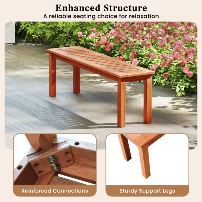 Weather-Resistant Wood Bench &ndash; 2-Person Slatted Seat for Yard or Balcony