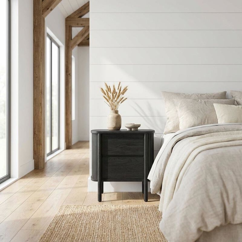 Nightstand with Modern Design and Compact Storage in Brown Finish image number 3